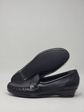 SAS Black Women's Shoes Easier Leather Loafer Wedge Slip-On 10 5N Comfort USA